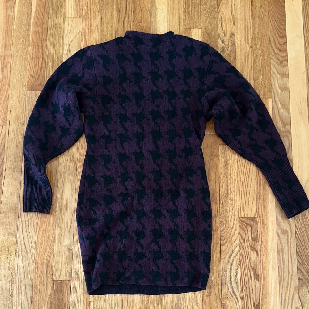 Express Plum and Black Houndstooth Turtleneck Sweater Dress